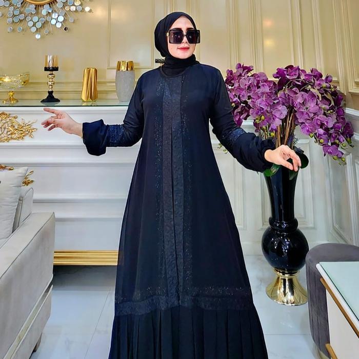 MUSLIFIX- Galeri Sicantik - Cod - Gamis Abaya Turki Hitam Polos 2024 - Abaya Hitam Motif Polos