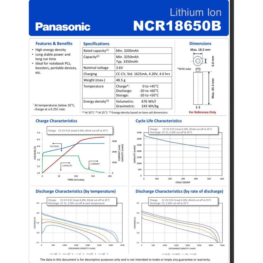 Baterai Batere Batrai Batre Cell 18650 Panasonic 3400Mah Original Baru