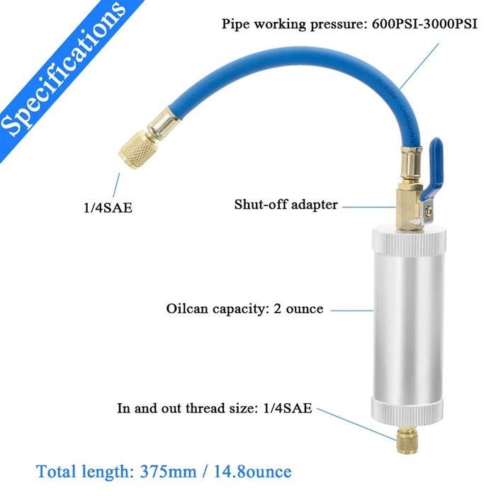 Alat Injeksi Injector Oli Freon Mobil Ac R12 R134A 2 Ons 1/4 Tabung Pengisi Cairan Pendingin Cairan