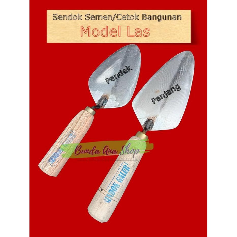 Sendok Semen Galur Model Las Gagang Kayu Cetok Bangunan Trowel Tukang Panjang / Pendek