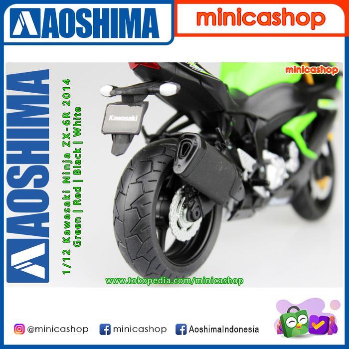 aoshima diecast bike 1/12 kawasaki ninja zx-6r zx - 6r 2014 - lime gr kode 126
