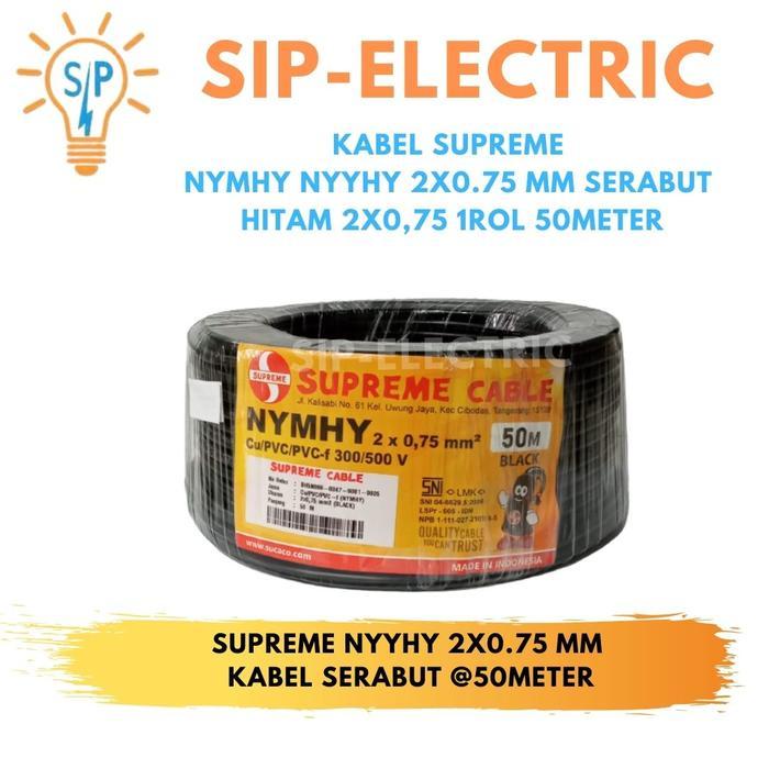 TRIKTRIK- Kabel Supreme Nymhy Nyyhy 2X0.75 Mm Serabut Hitam 2X0,75 1Rol 50Meter