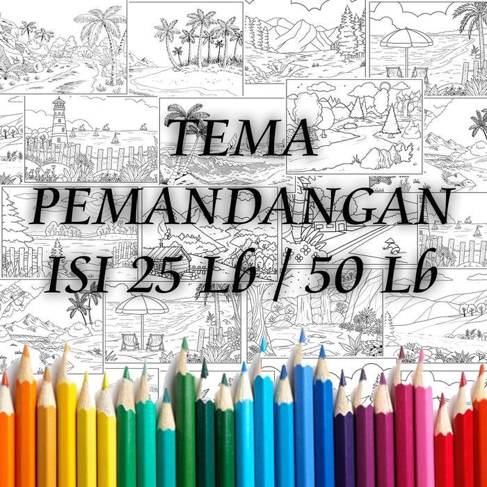 Kertas Gambar Mewarnai Tema PEMANDANGAN