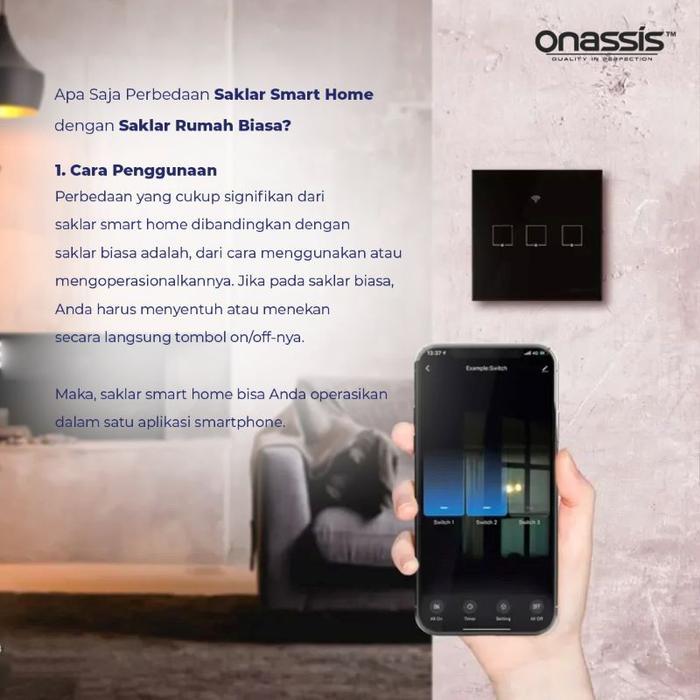 ONASSIS SMART SWITCH SINGLE BLACK VOICE COMMAND