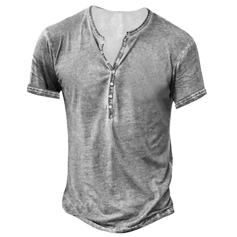 Men's Short Sleeve Vintage Oversized T-Shirt Men's Gym Men's T-Shirt Men's Henley Button Down Henley