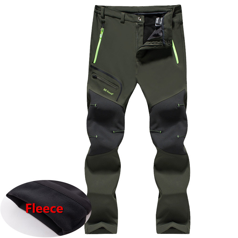 Tactical Waterproof Hiking Pants Men's Winter Breathable Stretch Softshell Fleece Lined Pants