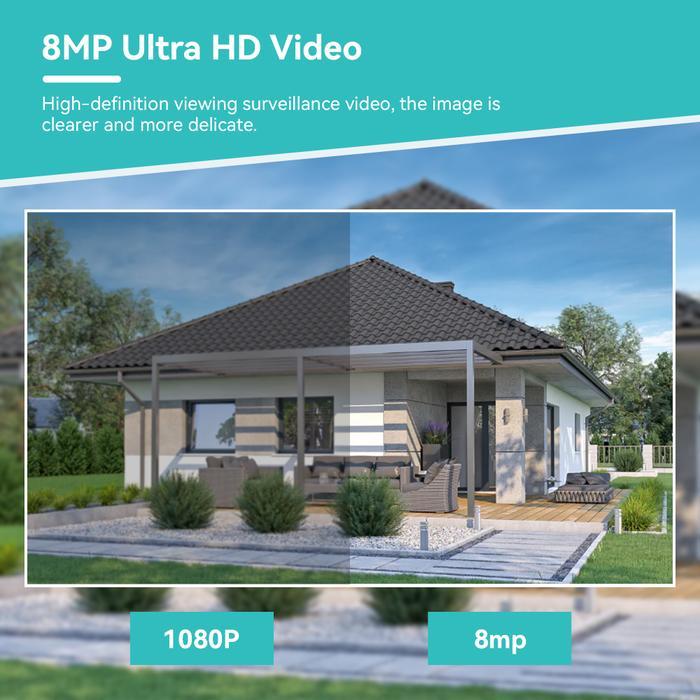 Hamrol Paket Cctv 10 Channel 8 Kamera 8Mp Ptz Tahan Air+Nvr Nirkabel Wifi Camera Cctv Outdoor