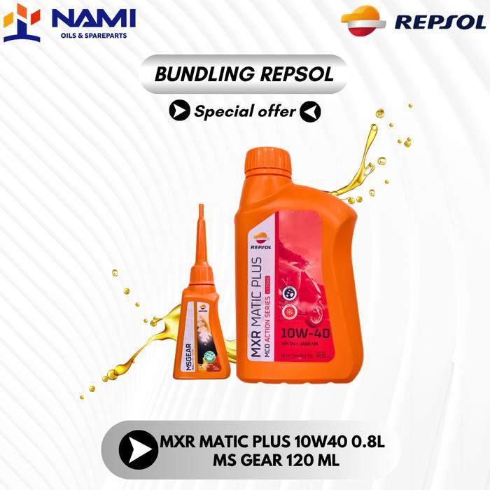 [Voucher] *BUNDLING REPSOL MXR MATIC PLUS 10W40(0.8L) + REPSOL MS GEAR (120ML)* - Original