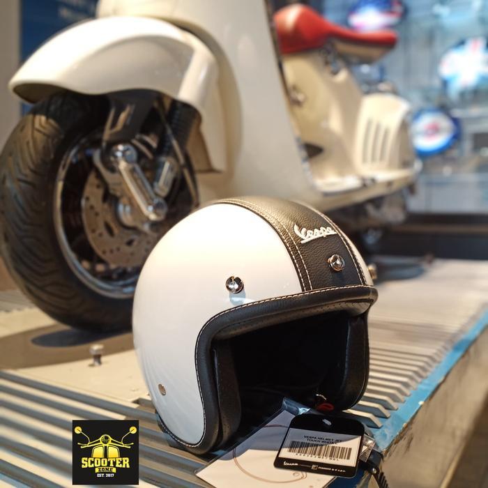 helm vespa white putih original