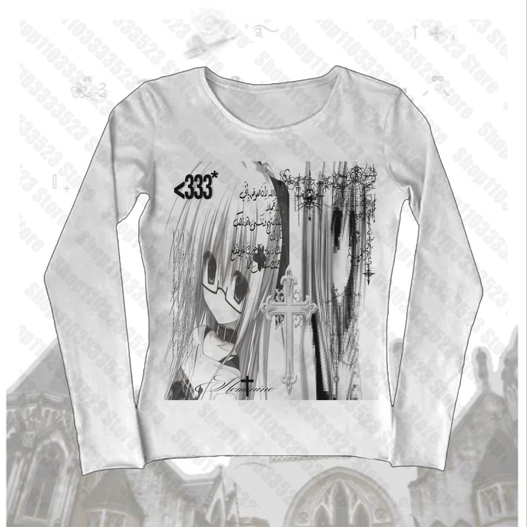 Y2K Streetwear Trashy Long-Sleeve Tees Y2K Female Clothes Gothic Print Long-Sleeve To Aethetic