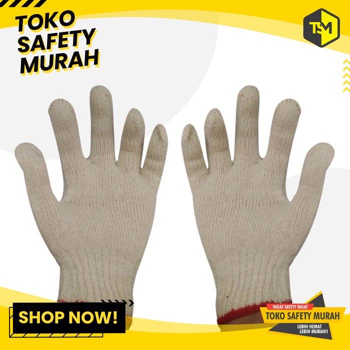 SARUNG TANGAN KATUN SAFETY GLOVE TUKANG BENANG 6 SARUNG TANGAN B6 PUTIH