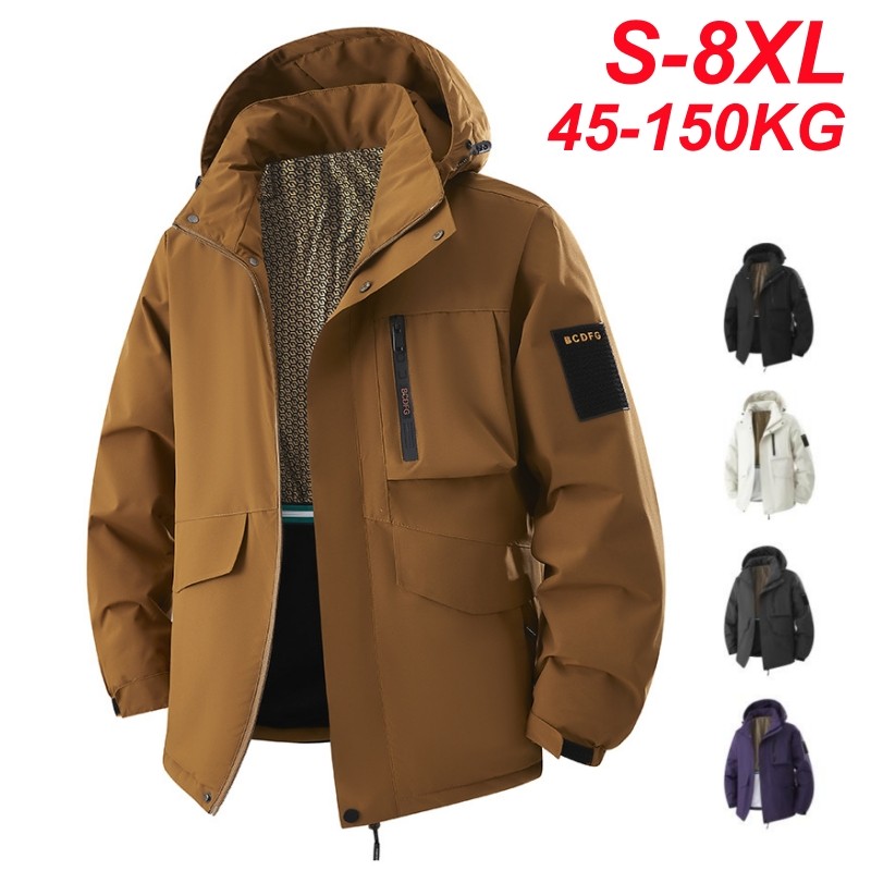 Winter Waterproof Windproof Jacket Men's Plus Size 6XL 7XL 8XL Graphene Thermal Cotton Jacket Casual