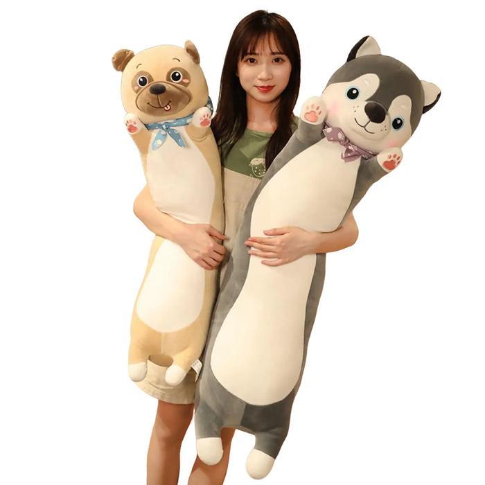 Boneka Anjing Husky Berdiri Plush Simulasi Bantal Guling Husky Panjang Boneka Kartun Bantal Tidur