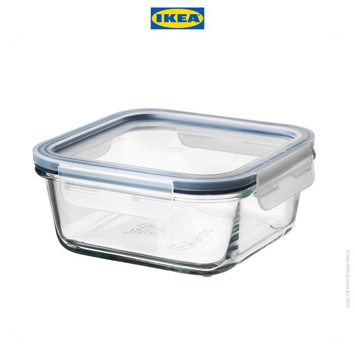 pkfxi- Ikea 365+ Wadah Makanan / Kotak Makan Segi Empat Bahan Kaca Dengan Penutup Plastik