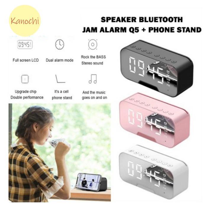 Speaker Jam Bluetooth Q5 Led Alarm Clock Digital Phone Stand Holder