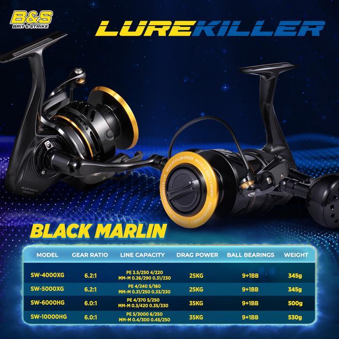 Terlaris- Lurekiller Black Marlin Sw4000Xg Sw5000Xg Sw6000Hg Sw10000Hg Reel Pancing Full Metal