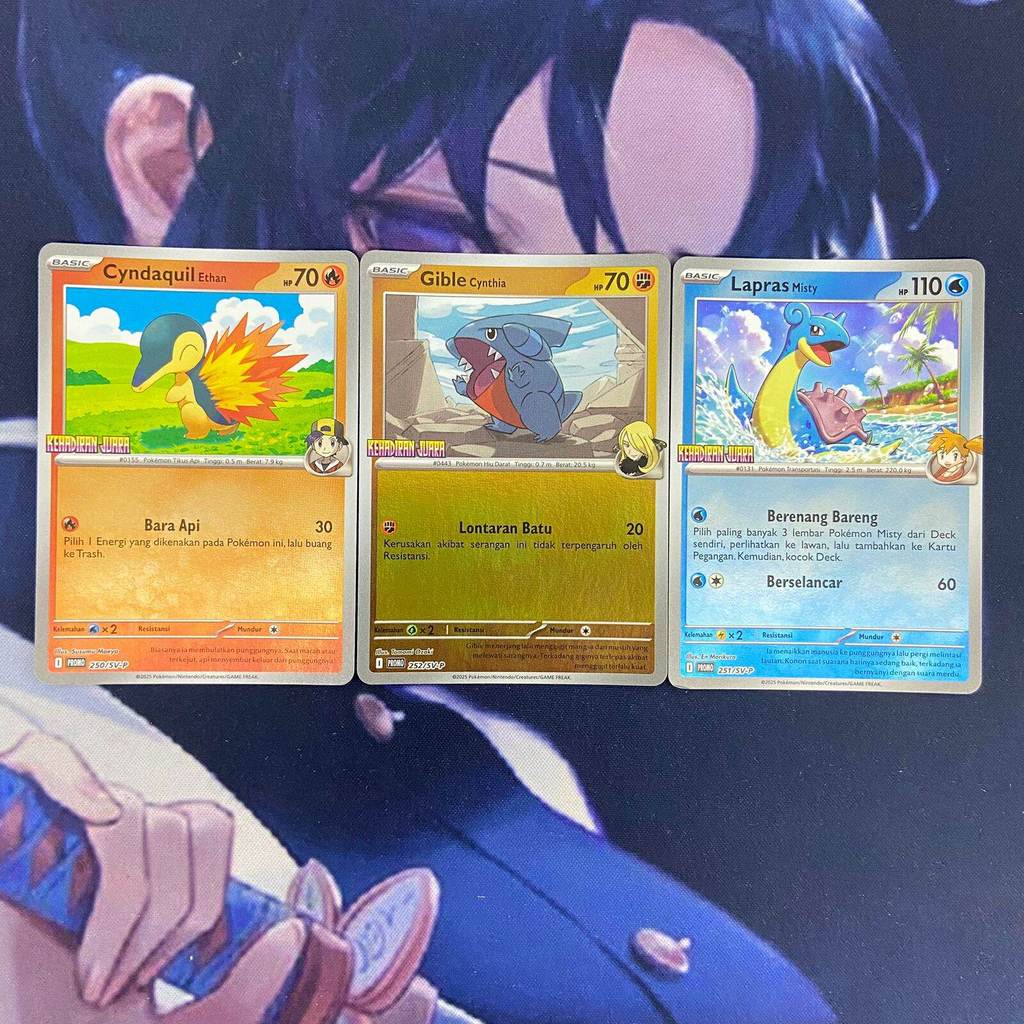 Set Promo Indomaret Kehadiran Juara Gible Ethan Cyndaquil Ethan Lapras Misty - Foil (3 Kartu + Free 