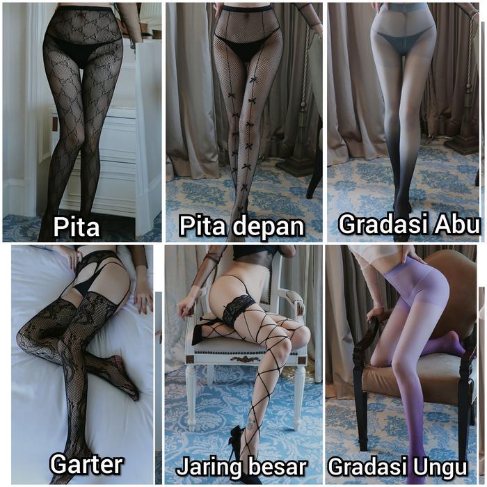 Stoking Net Stocking Celana Garter Pantyhose Wanita Jaring Motif