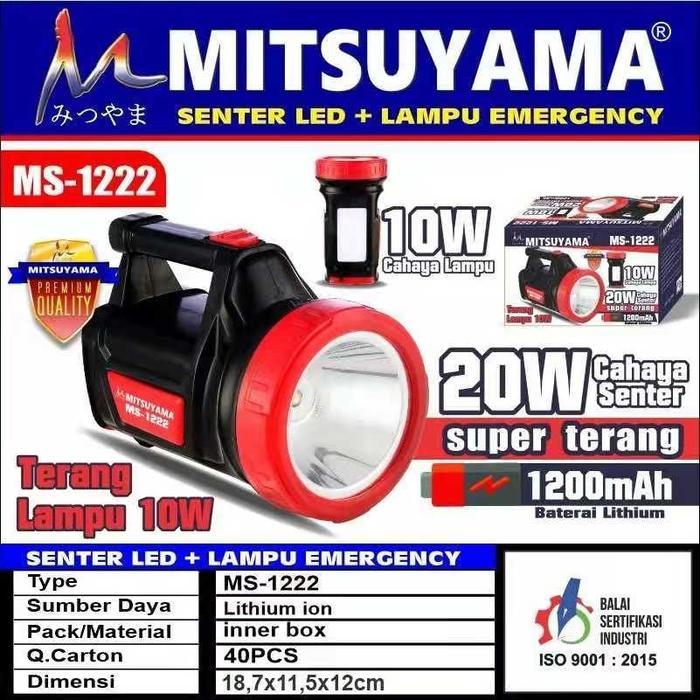 SENTER LED SUPER TERANG MITSUYAMA 20W + LAMPU 10W MS 1222