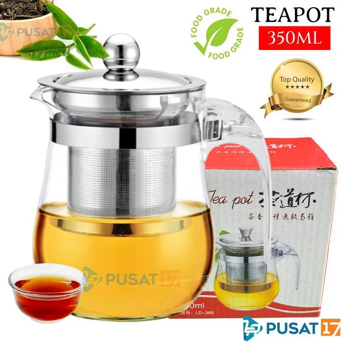 TEAPOT KACA 350ML C16 SARINGAN TEH STAINLESS TEKO TEAPOT GLASS / GELAS