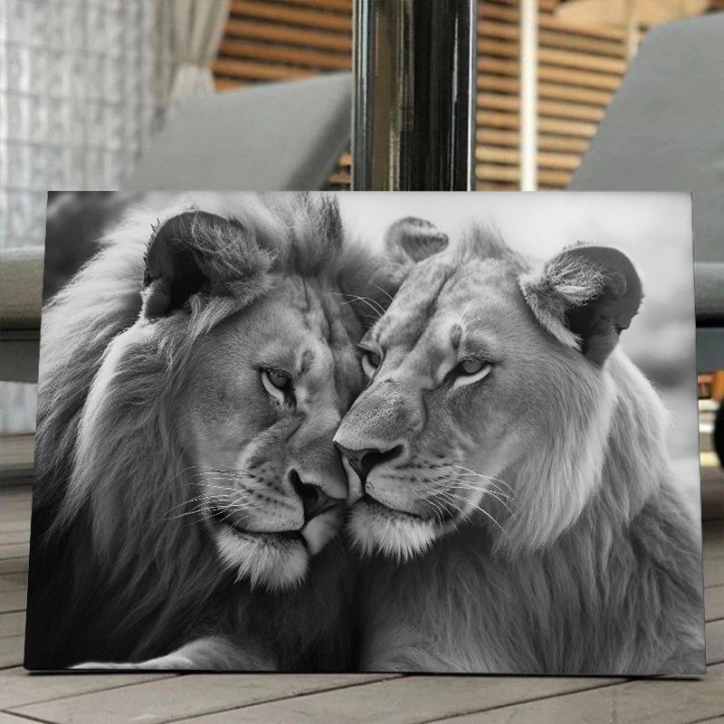 Lion and Lioness African Wild Animal Family Canvas Painting Poster Print Home Room Wall Art