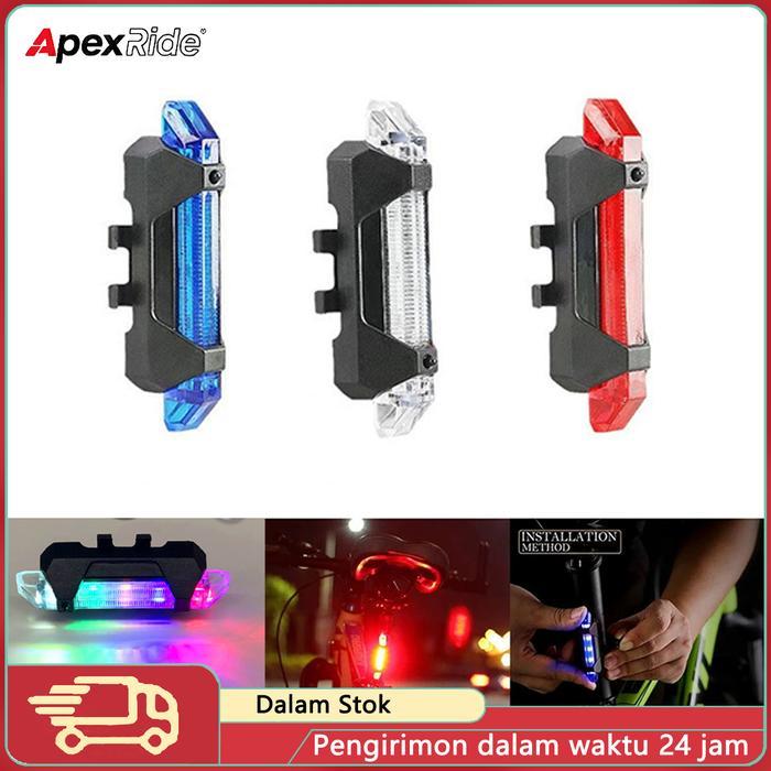 (COD) LAMPU BELAKANG SEPEDA LED MULTIWARNA LAMPU SEPEDA BMX ANTI RECHARGE WATER PROOF LAMPU KEAMANAN