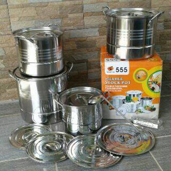GROSIR ONLY STEAMER STOCKPOT 555 22 24 26 28 PANCI SET DANDANG KUKUSAN
