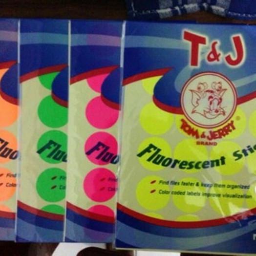 Label T&J No.118 Label Stiker Bulat Tom & Jerry Warna Merah Putih Diameter 32mm Paket 5 Lembar 120