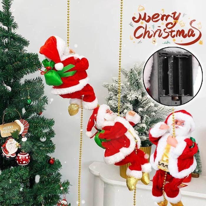 Boneka Santa Natal Gerak Elektrik Lampu Musik Joged Boneka Gerak Ornamen Hiasan Natal Natal Mainan