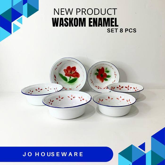 SALE SET Waskom Enamel Motif bunga Waskom Kobokan 14 CM - 16 CM Termurah