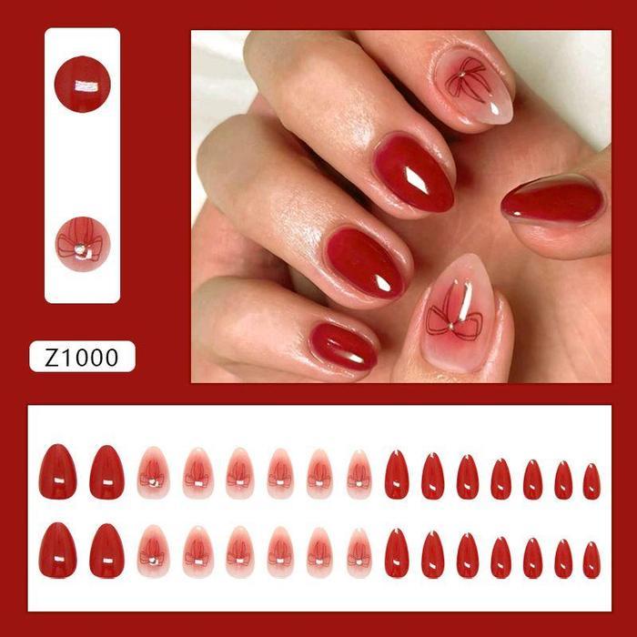 Terlaris Z1000 - Kuku Cantik 24pcs set Kuku Palsu Fake Nails Box Free lem cair / jelly tahan air