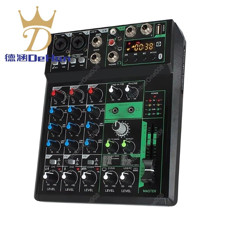Ns-8Fx 4-Channel Usb Audio Mixer - 48V Phantom Power, Bluetooth Soundcard, Multi-Function Mixing