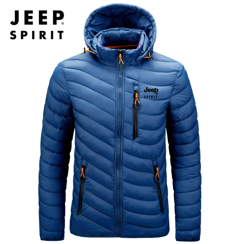 Jeep Spirit Jacket Men's Casual Fashion Autumn and Winter Lightweight Detachable Hooded Cotton Coat