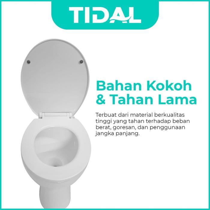 tukangbanget- Tidal Kloset Siram Toilet Duduk Manual Putih Bahan Keramik Dengan Penutup Cover Td079