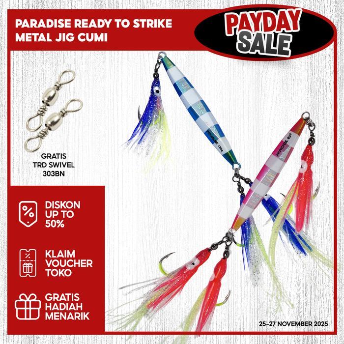 Paradise Ready To Strike Metal Jig Cumi Premium Fish Lure GID 60-120gr - Jigging Laut Glow In The