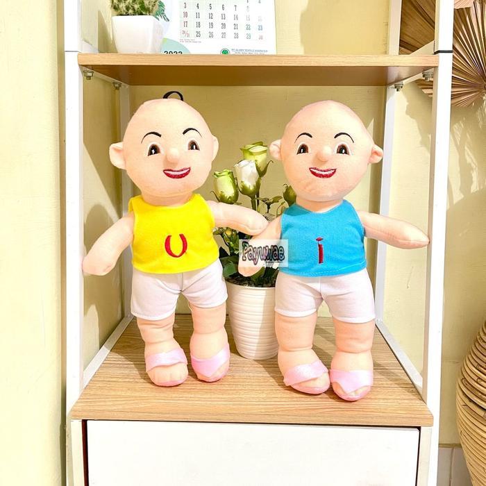 Paket 2pcs Boneka Upin Ipin Lucu Tinggi 35cm Kain Halus Mainan Anak Film Upin Dan Ipin Set Hadiah