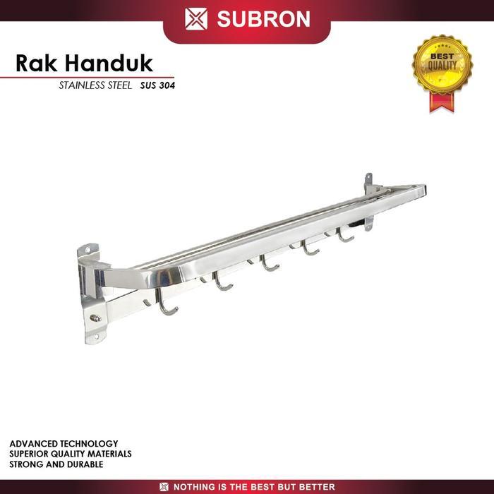 SUBRON Rak Handuk Stainless SUS 304 70CM 5 Kait Hook Toilet Gantungan Kamar Mandi Gantung