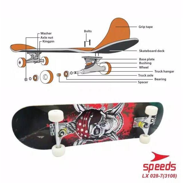 Promo Skateboard Profesional Dewasa Adult Remaja Xl Kayu Fullset 3108Pu Original