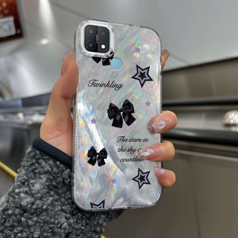 Casing Hp Untuk OPPO A15 A15s A35 Case Casing pola busur lucu Kasing HP Cesing Silikon Softcase bulu