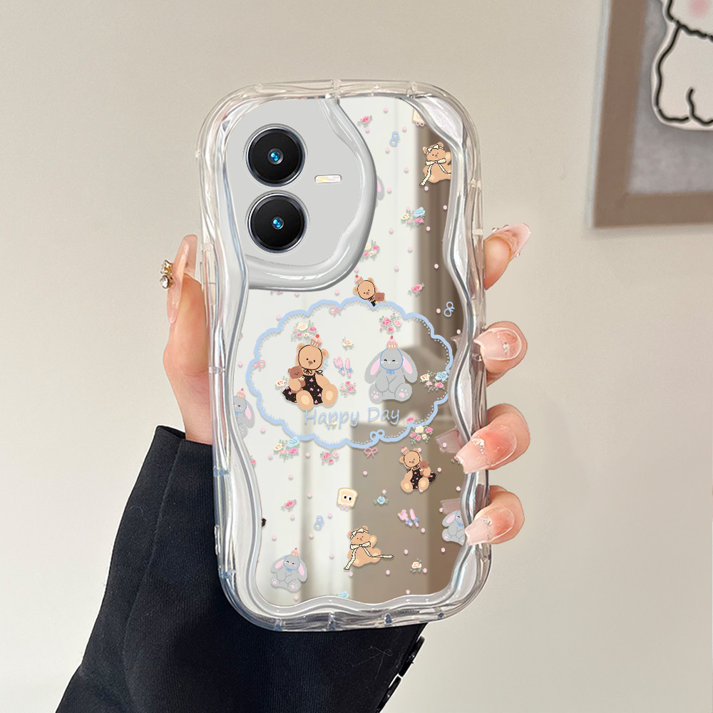 Casing Hp Untuk VIVO Y22 Y22S Cermin Softcase Case Phone Kesing Mirror Bear 5445 JZ