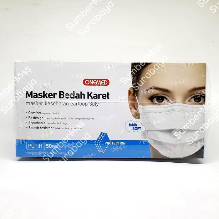 MASKER MEDIS KARET PUTIH ONEMED BOX ISI 50PCS MASKER MEDIS PUTIH