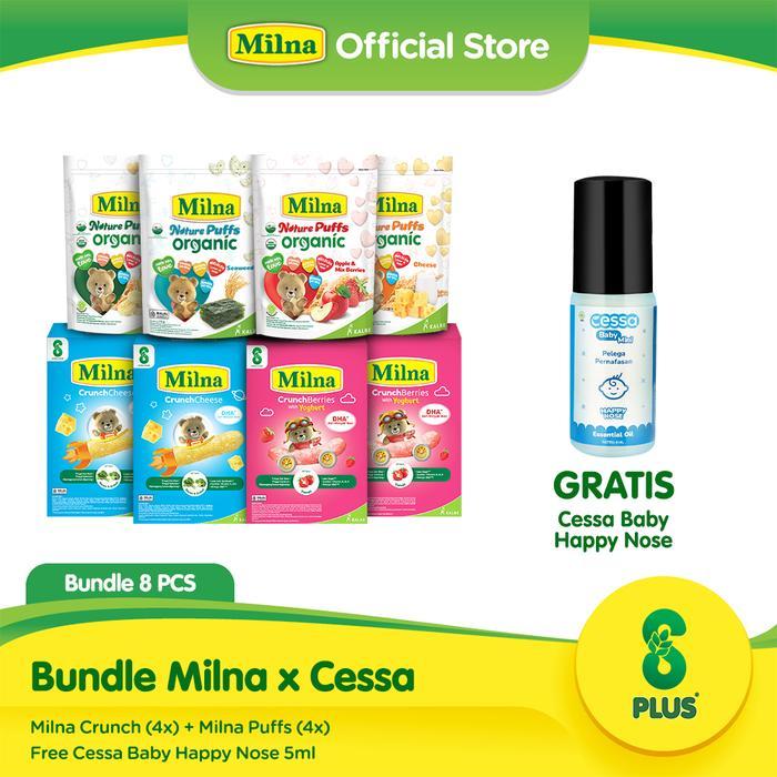 Bundle 4 Milna Crunch + 4 Milna Puffs Free Cessa Baby Happy Nose 5ml