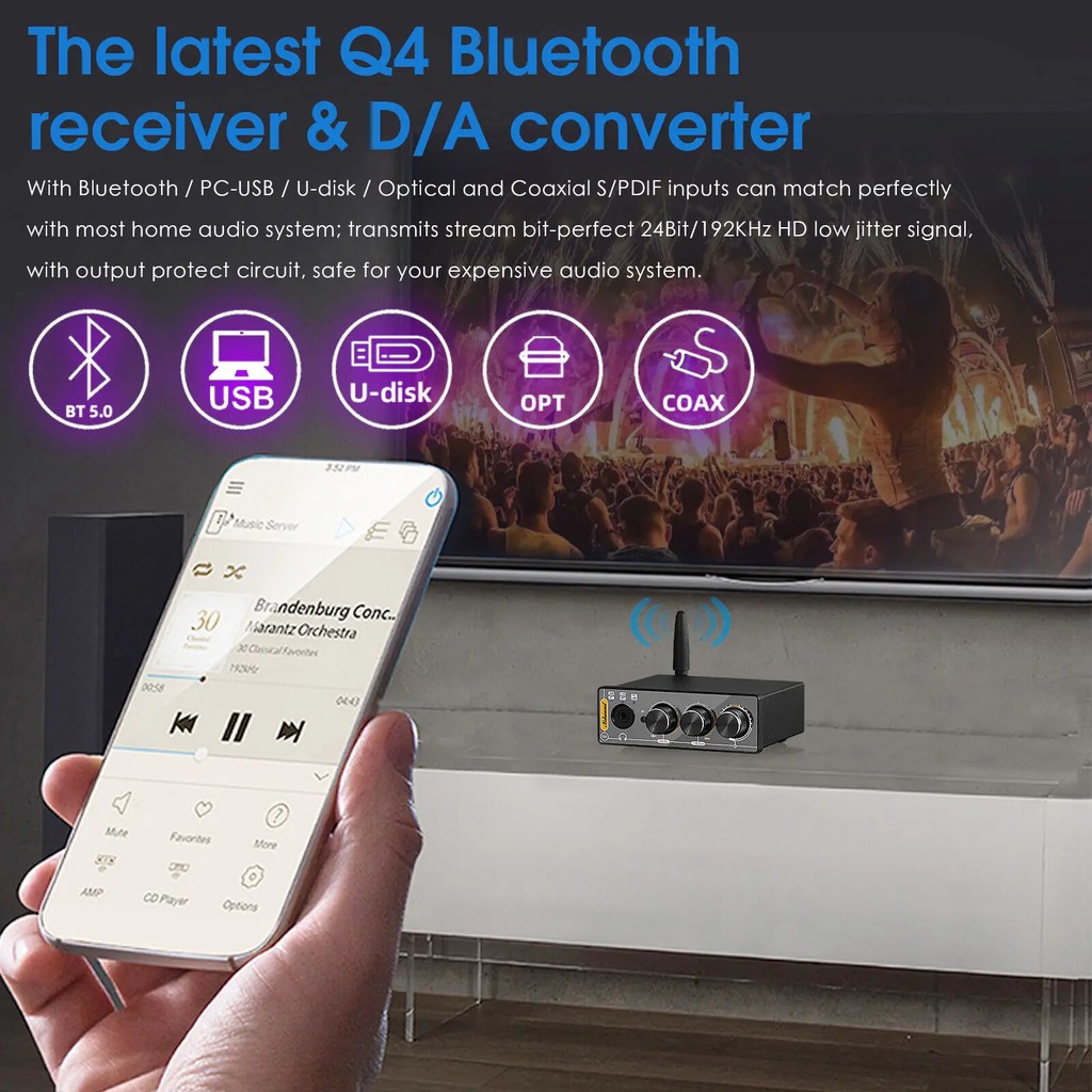 - Nobsound Q4 Mini Ddigital To Analog Converter Bluetooth Receiver