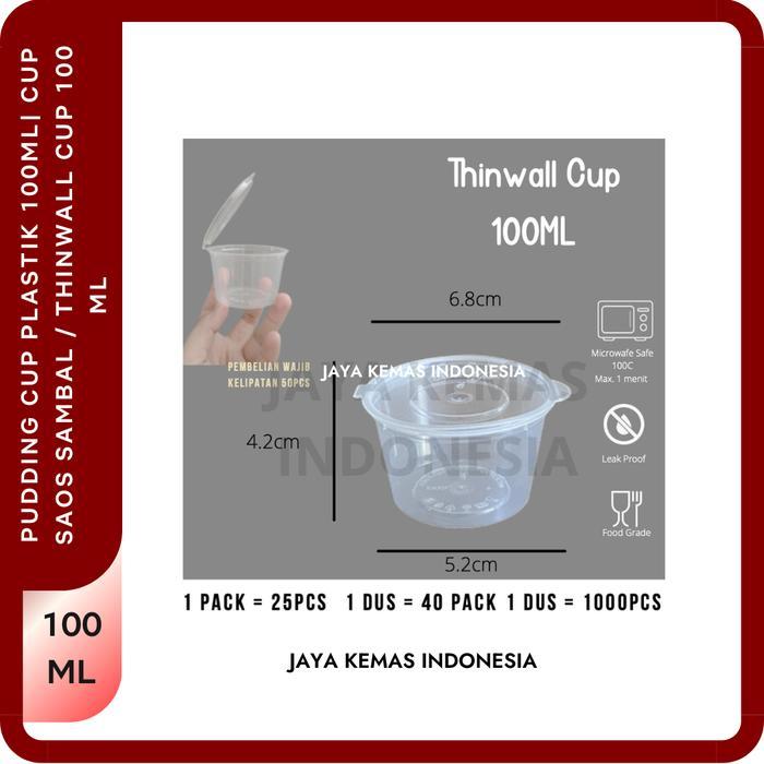 PUDDING CUP PLASTIK 100ML CUP SAOS SAMBAL / THINWALL CUP 100 ML