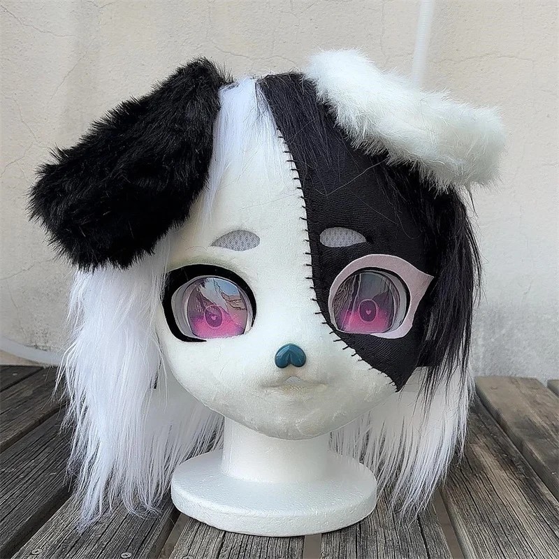 Premade Fursuits Head Black White Dog Kigurumi Halloween Furry Cosplay Costume Animal Furries