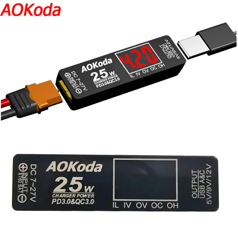 Aokoda Xt60 To Pd3.0 Lipo Battery Quick Charger Overload Protection Circuit Protection For