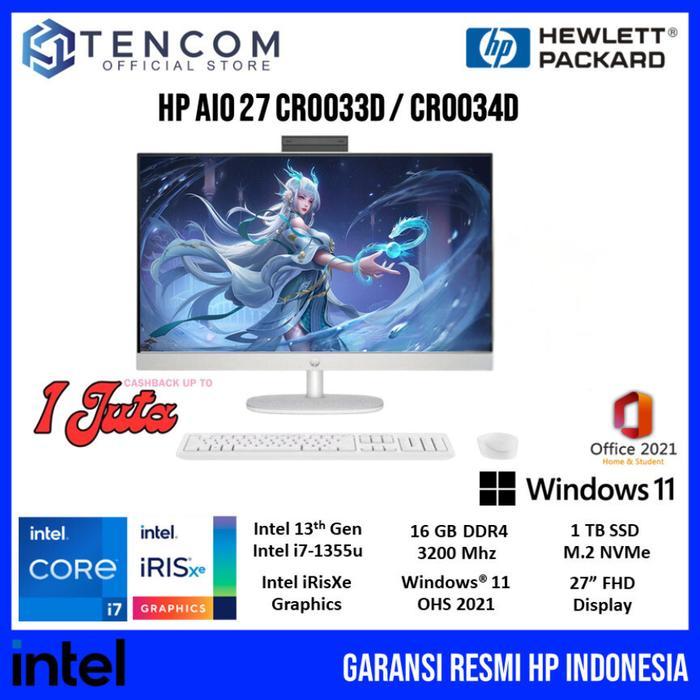 HP PC AIO 27 CR0033D CR0034D Touch Intel i7-1355u 16GB 1TB SSD W11 OHS FHD