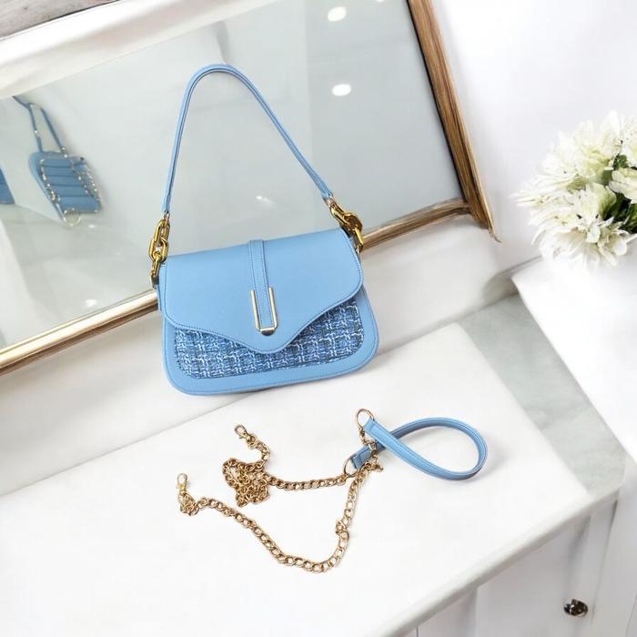 Tas Selempang wanita NOBITA shoulder bag free Tali Panjang Rantai kombinasi Kanvas