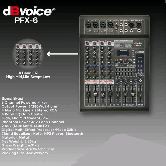 MIXER AUDIO POWER DBVOICE PFX 6 ORINAL 6 CHANNEL