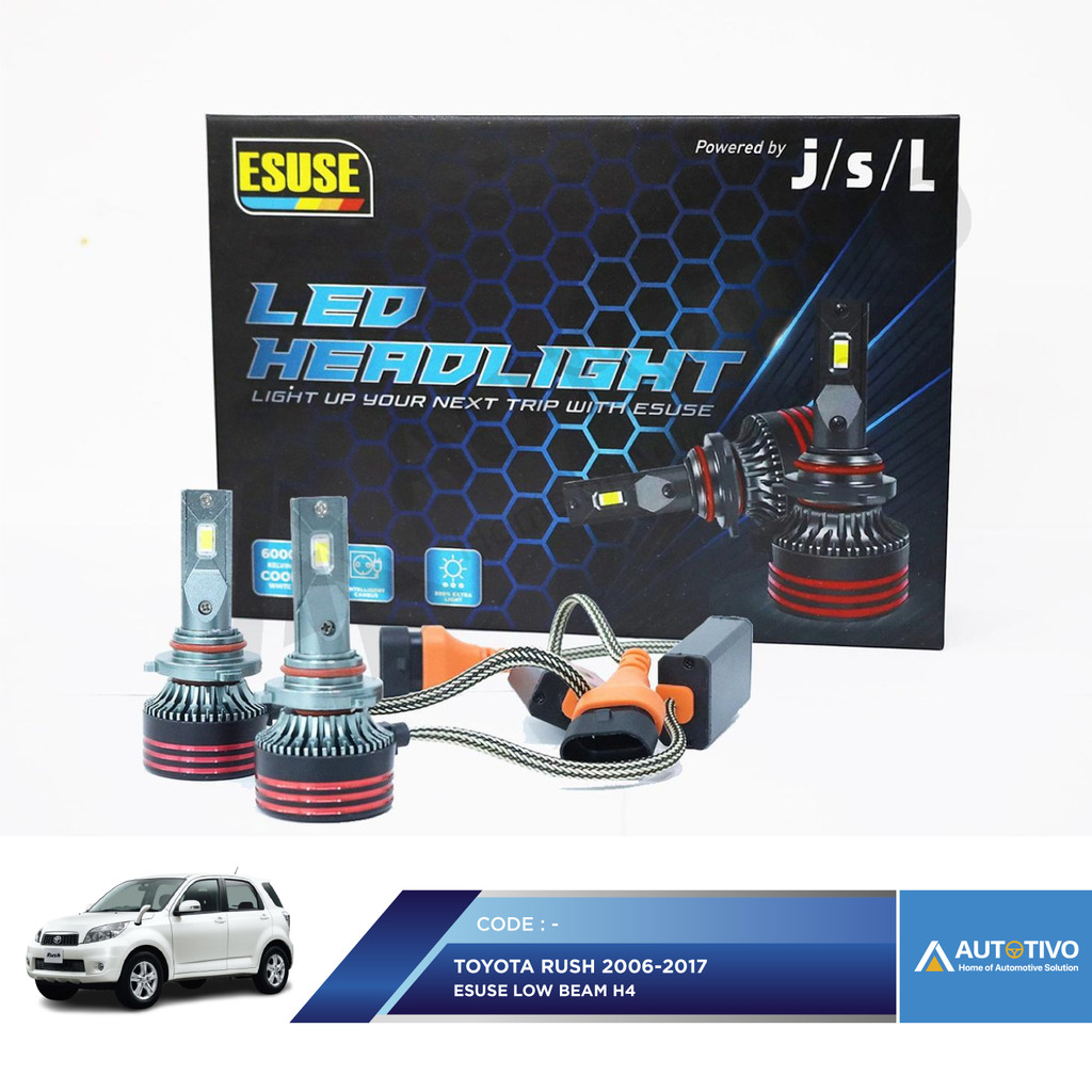 Esuse LED Super Bright Bohlam Lampu Mobil Rush 2006-2017 H4 H11 55Watt